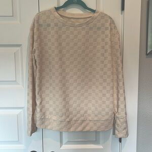 Three Medium fall thin sweaters with textured checkers